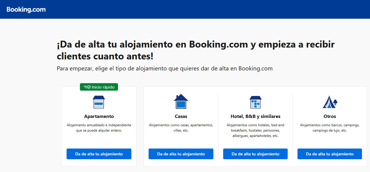 Crear cuenta de booking