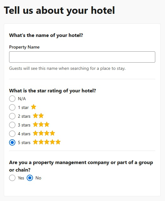 Room setup on Booking.com - MiniHotel