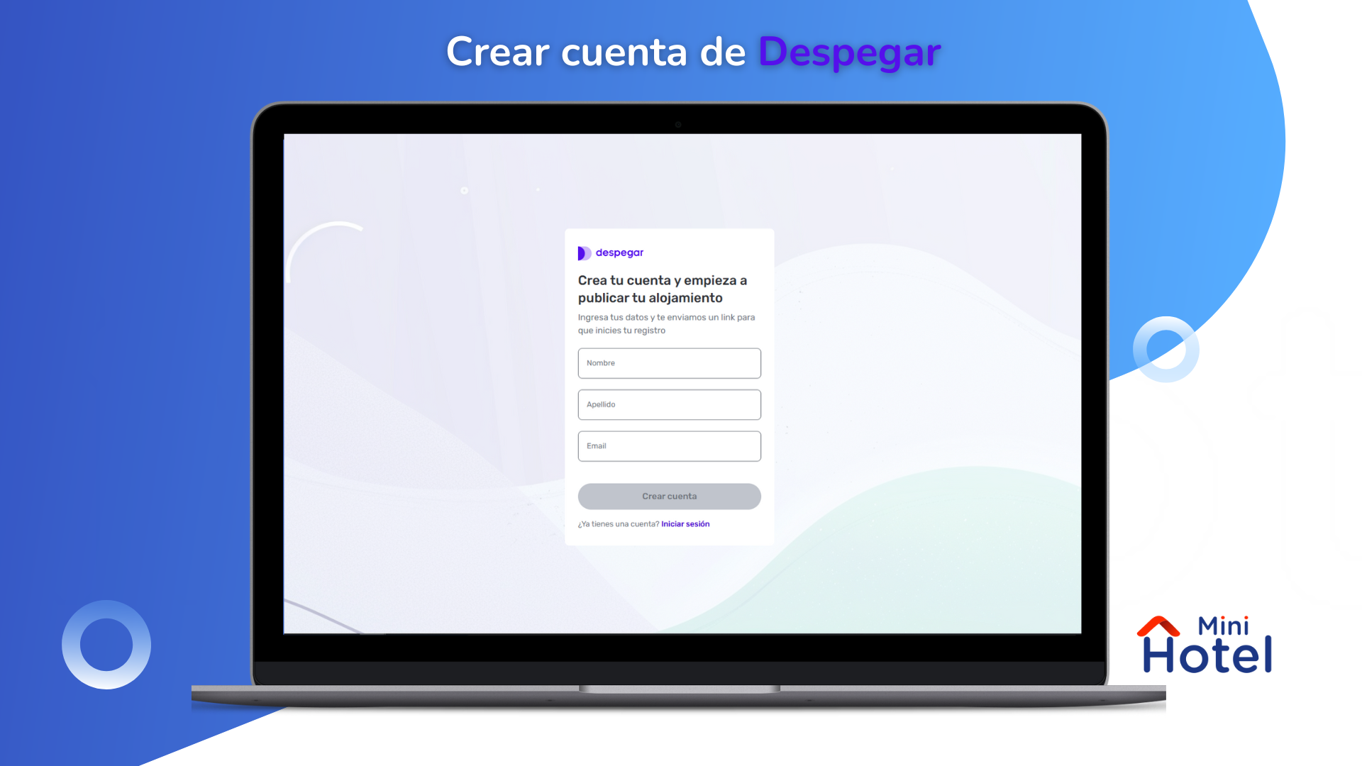 Crear cuenta de Despegar