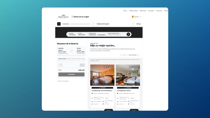 View of MiniHotel's online booking engine