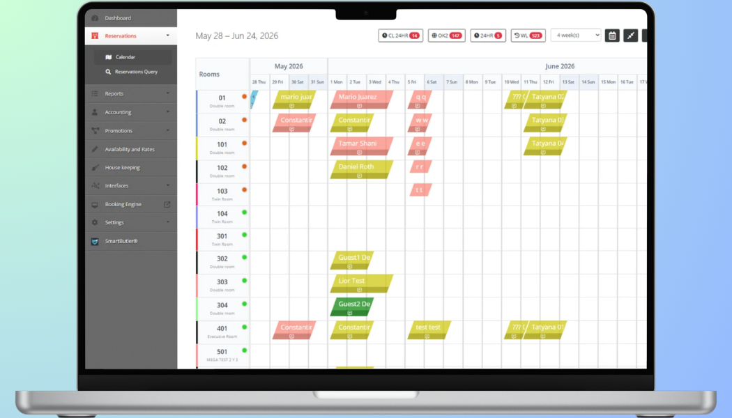 MiniHotel reservation calendar and booking map