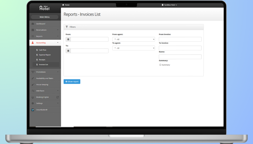 MiniHotel invoicing and tax receipt module