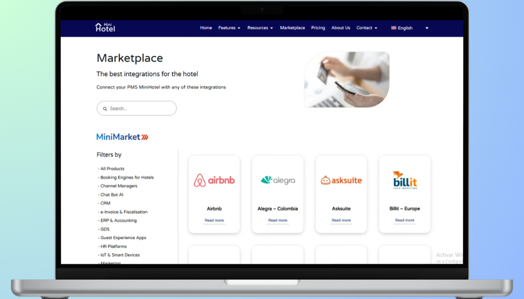 MiniHotel integrations marketplace